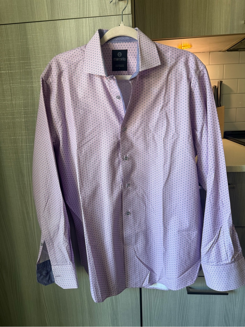 Marcello Men's Lavender Microdot Dress Shirt - Tailored Fit